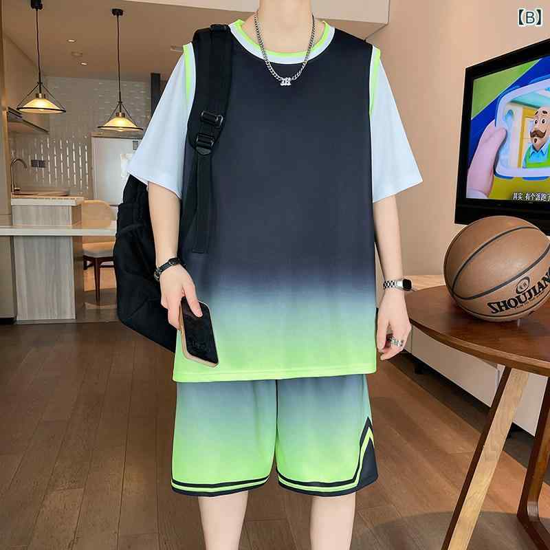 キッズ 男の子 短袖 バスケットボール ユニフォーム セット 接触冷感 吸湿速乾 夏...