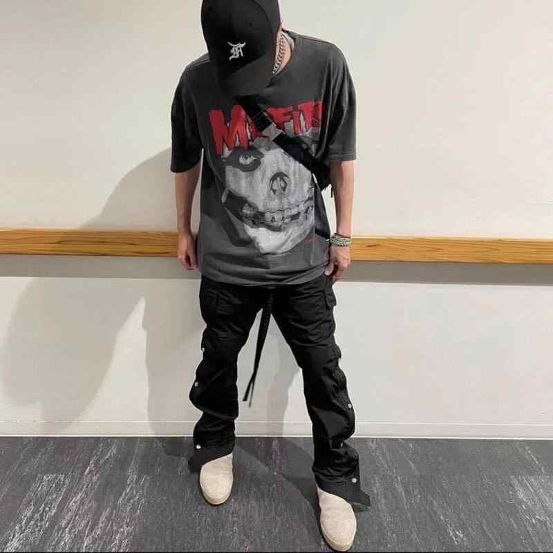 樂天商城 - Tシャツ メンズ 短袖 スカル柄 ヴィンテージ カジュアル ストリート 夏用 コットン トップス グラフィック プリント 普段使い 軽量 吸湿速乾