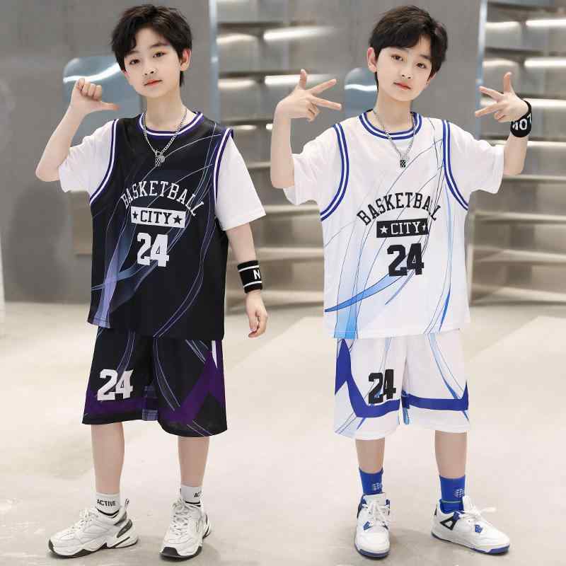 スポーツウェア セットアップ キッズ 男の子 子供 バスケットボール ユニフォーム 通気性 速乾 軽量 トップス ハーフパンツ 重ね着風 半袖 メッシュ 吸湿速乾 練習着 運動着 部屋着 ゆったり 大きいサイズ 体型カバー スポーツ カジュアル 普段使い