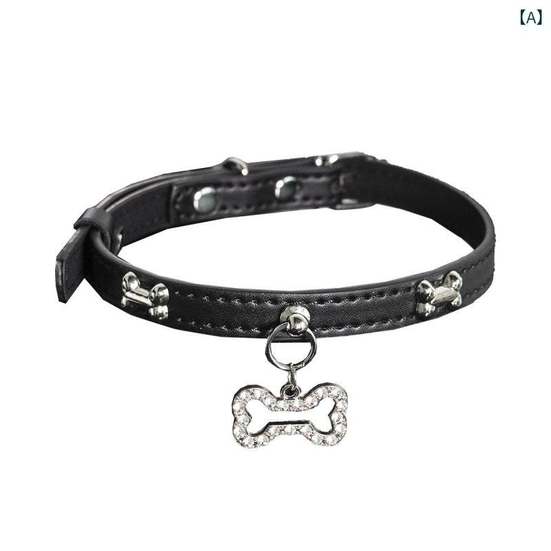 Chromium - チョーカー かわいい 犬の骨 モチーフ ダーク 合成皮革 ネックレス 首輪風 アクセサリー ゴシック スタイル ユニセックス 軽量