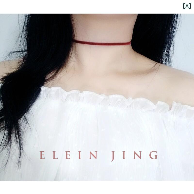 Blue - チョーカー ベルベット ワインカラー レトロ シンプル 鎖骨チェーン 首飾り ネックアクセサリー エレガント 女性用 ファッション アクセサリー
