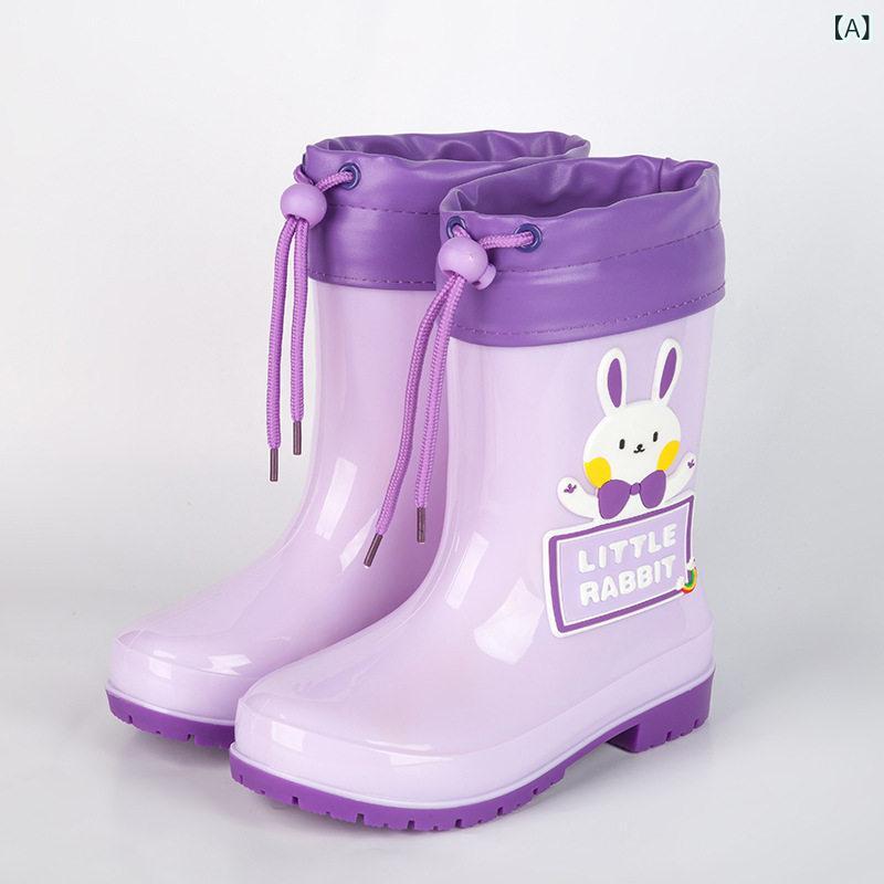 雨靴 キッズ 男の子用 女の子用 滑り止め 防水 中筒 耐摩耗 軽量 ゴム素材 カートゥーン柄 通学 アウトドア 耐久性 子供靴