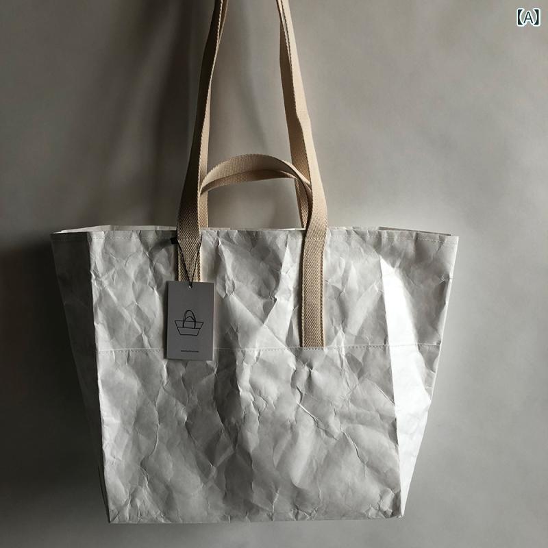 Handbag Type - エコ ショッピングバッグ ハンド ショルダー 両用 軽量 紙素材 プリント柄 風 かわいい 日常使い スーパー対応 環境保護 軽量トート