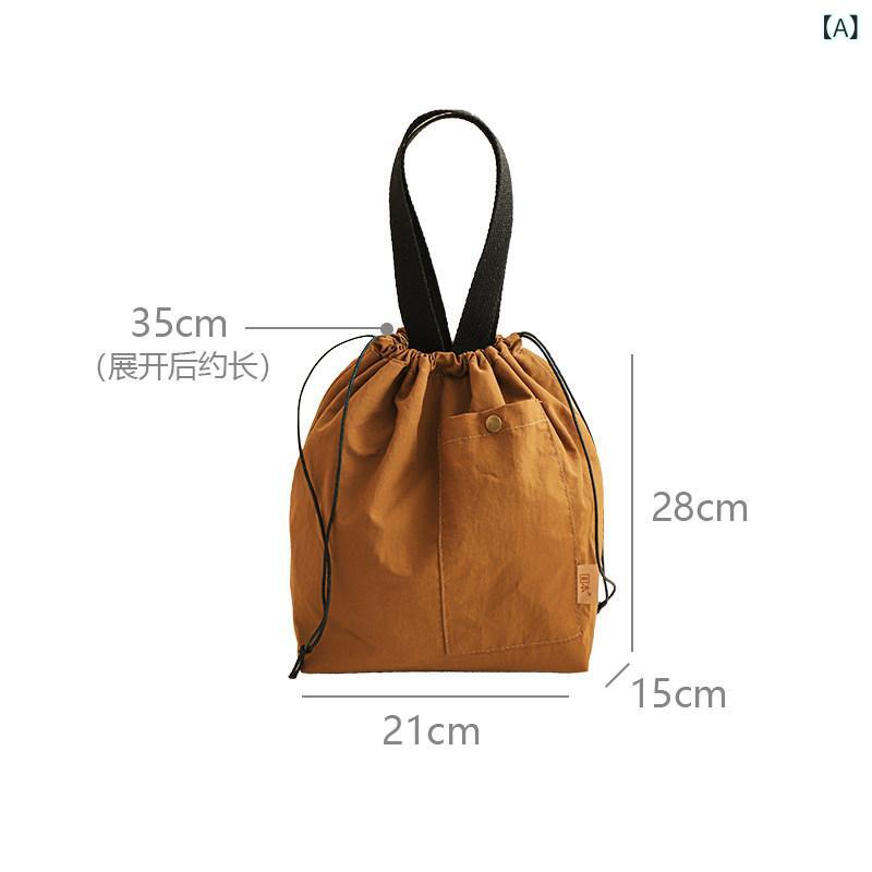 Tote Bag Type - 弁当バッグ キャンバス生地 通勤用 保温 紐締め 手提げ ランチ鞄 日常使い 丈夫 軽量 シンプル