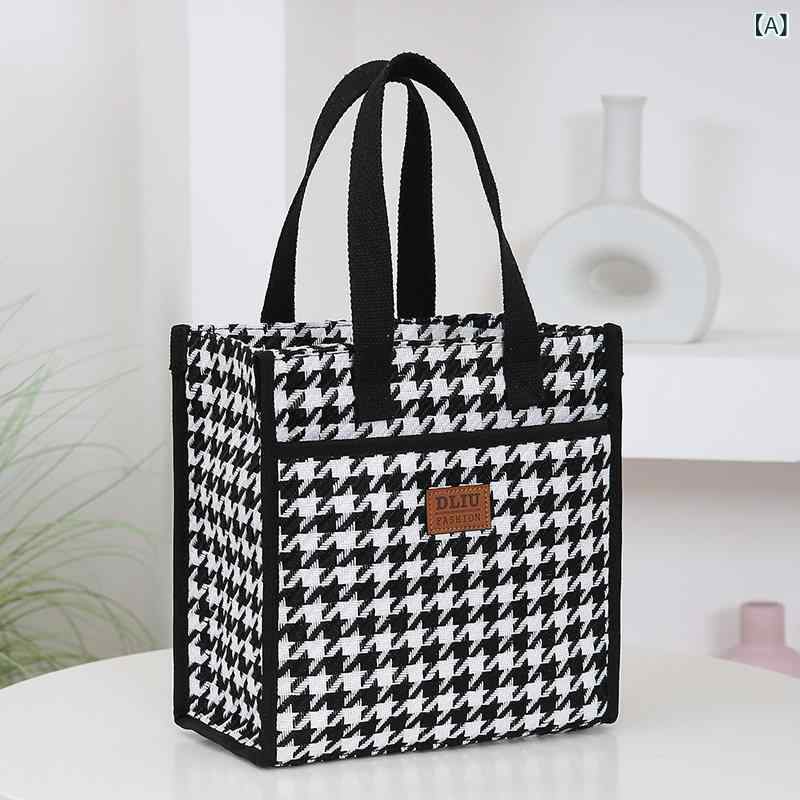 Handbag Type - 弁当バッグ 通勤用 ランチ鞄 大容量 保温機能 布 手提げ 携帯 スタイリッシュ 軽量 普段使い トートバッグ 機能的 収納ポケット