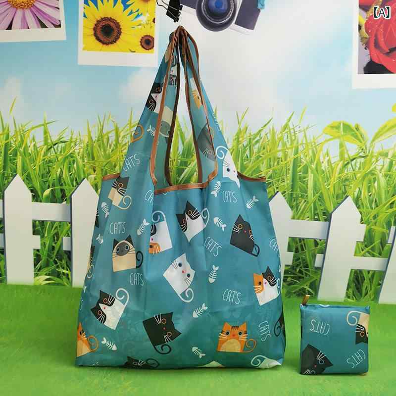 Handbag Type - エコバッグ 小型 環境配慮 野菜買い物用 カジュアル 折りたたみ オックスフォード布 手提げ 鞄 ママ用 ポータブル 旅行用 軽量 耐久性 日常使い 通勤対応 ナイロン素材 防水加工 コンパクト収納