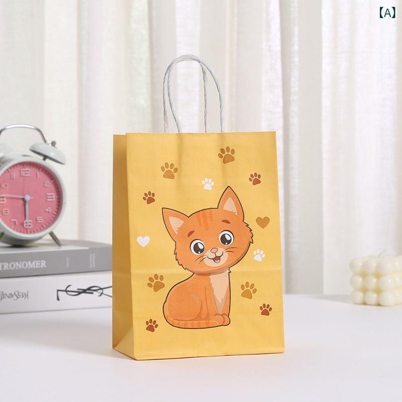 紙袋 かわいい 犬猫 イラスト ギフト プレゼント 手提げ クラフト紙 素材 ペット ...
