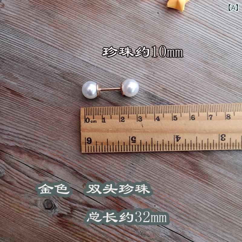 Men'S Accessories - カフスリンク メンズ レディース ゴールド シルバー 両頭 螺旋 金属製 小パール 装飾 シャツ スーツ 袖口 ビジネス フォーマル ユニセックス アクセサリー