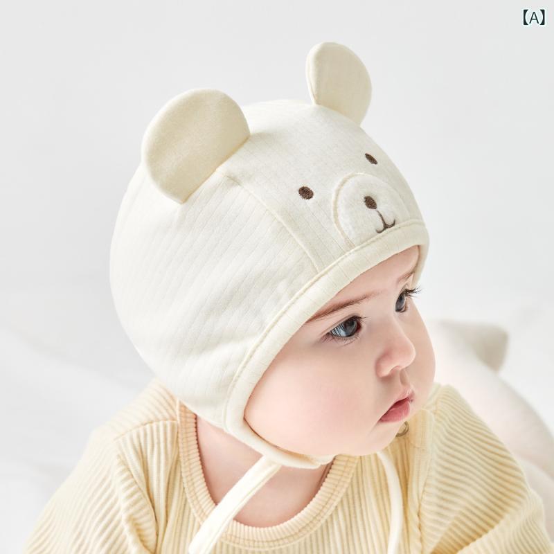 ベビー 帽子 春秋 耳あて 新生児 赤ちゃん 綿 柔らかい 肌触り 良い 綿素材 保護 ...