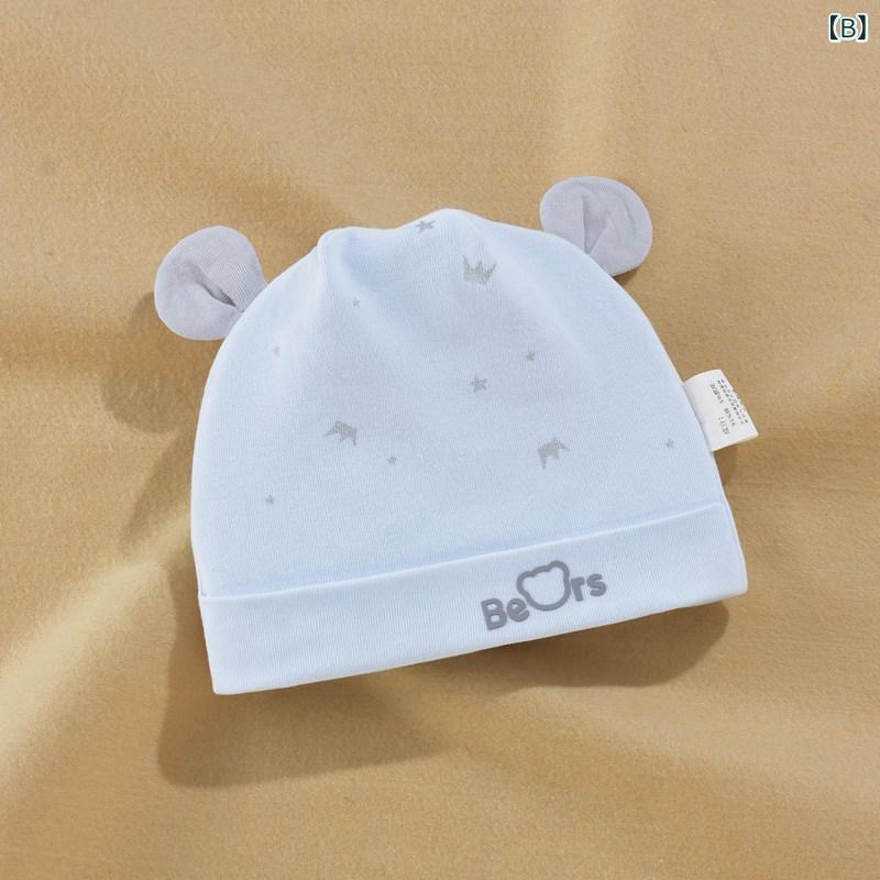 ベビー 帽子 新生児用 綿100% 頭頂保護 柔らかい 骨なし 春秋夏 薄手 肌触り良い ...