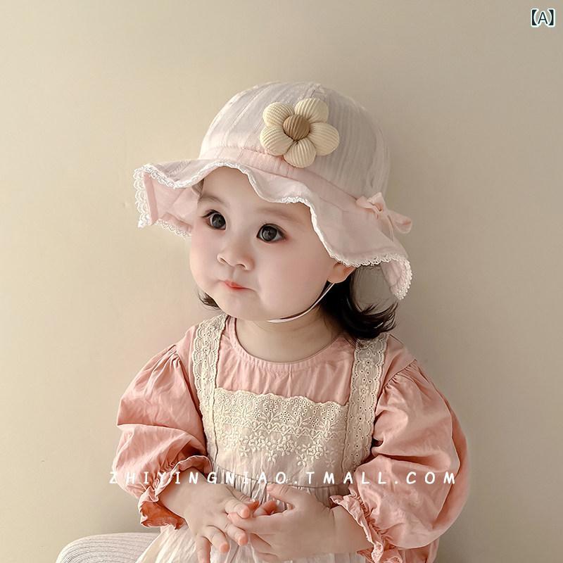 ベビー帽子 女の子用 春夏薄手 フィッシャーマン帽 日よけ 防晒 大つば かわいい UVカット 赤ちゃん用 軽量 通気性 調整可能