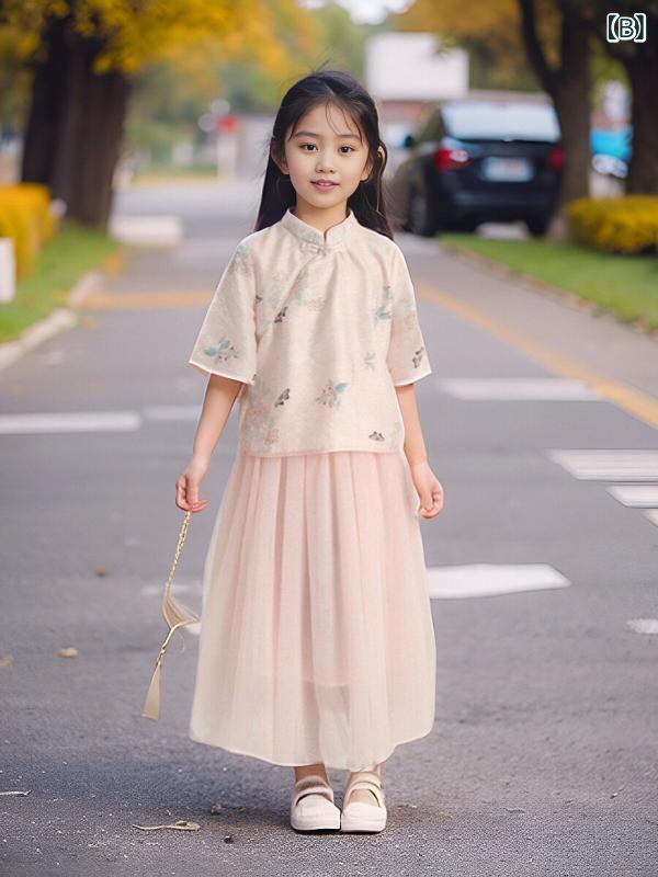 女の子 夏 ワンピース 中国風 プリンセスドレス 高級感 かわいい 軽量 通気性 コッ...