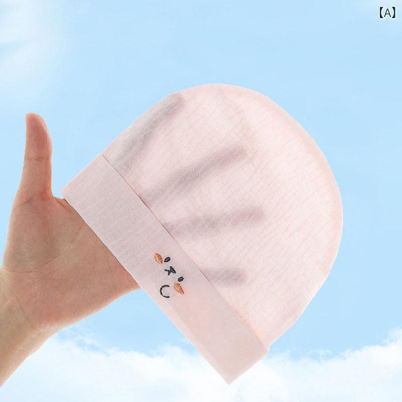 Hats - ベビー帽子 新生児用 夏 メッシュ 通気性 薄手 軽量 単層 骨なし 頭頂保護 柔らかい 柔軟素材