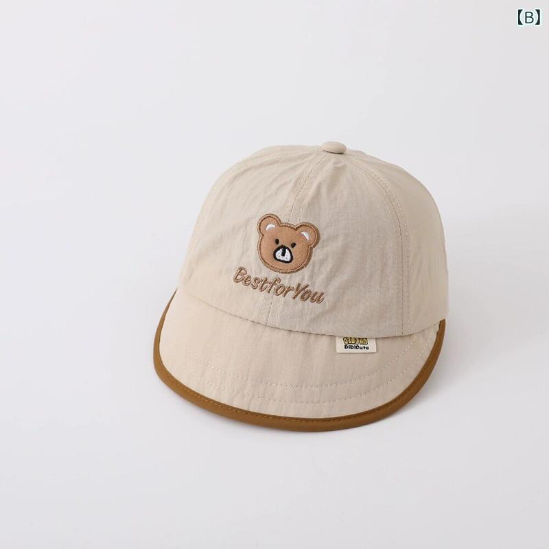 ベビー キャップ 幼児用 ダックビル帽 春秋秋冬 かわいい クマ柄 速乾 UVカット 日...