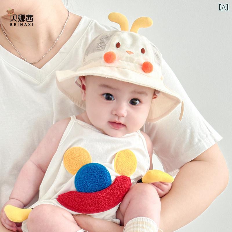 ベビー帽子 男の子 春夏 薄手 かわいい ひよこ バケットハット 日よけ UVカット 外...