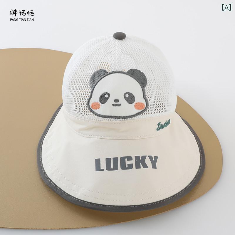 ベビー キッズ 夏用 太陽帽 つば広 通気性 メッシュ UVカット かわいい カートゥーン柄 赤ちゃん 防晒 帽子 軽量 吸湿速乾 アウトドア 普段使い
