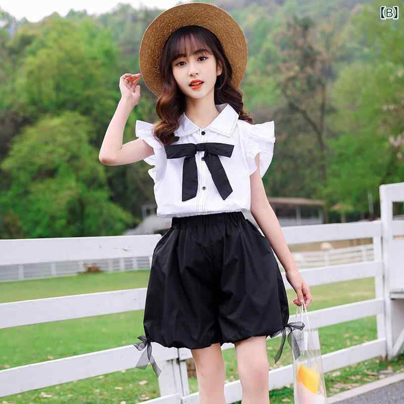 女の子 夏用 セットアップ 花柄 シャツ ショートパンツ カジュアル 子供服 かわい...