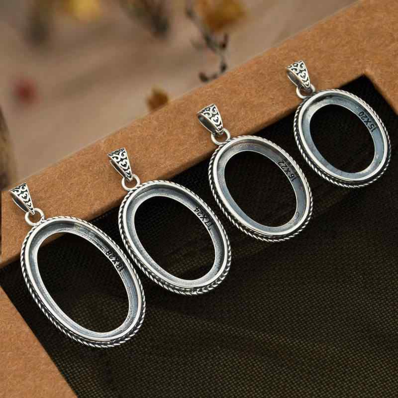 ペンダント 台座 DIY 925 シルバー レトロ エスニック 宝石 嵌め込み アクセサリー パーツ ビンテージ スタイル 民族風 モチーフ ジュエリー 素材 銀 風合い