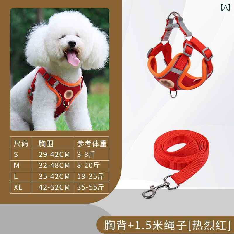 Collars, Harnesses, Leashes - 小型犬用 ハーネス リード 胸背ベスト型 散歩用 調整可能 軽量 安全 ペットグッズ 犬連れ 幼犬対応