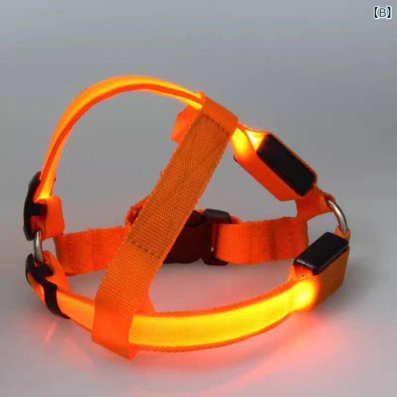 犬用 ハーネス リード LED 発光 夜光 チェーン 小型犬 USB 充電 散歩用 夜間対応 ...