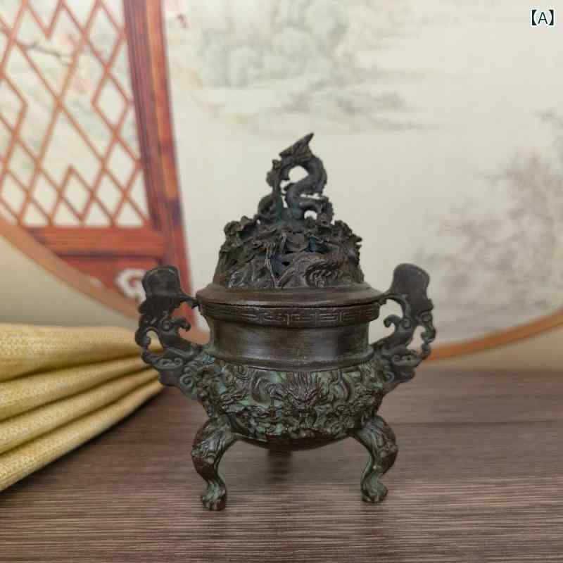 香炉 銅製 龍模様 九龍丹炉風 レトロ 家用 インテリア 置物 精巧 工芸品 東洋調 装飾品