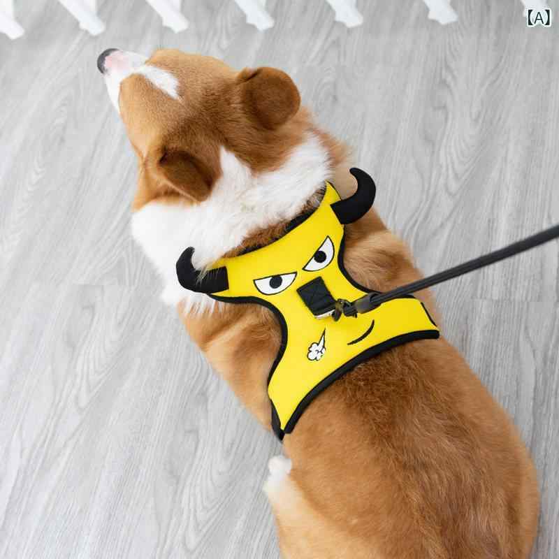 犬用ハーネス リードセット 小型犬用 かわいいベストスタイル コーギー対応 外出散歩用 耐久性首輪 軽量 伸縮性 ペットアクセサリー 普段使い