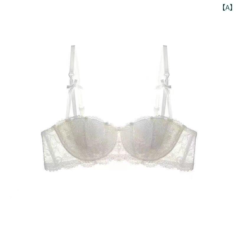 レディース セクシー レース ブラジャー セット 大サイズ CD カップ ハーフカップ 薄手 寄せ型 大胸 小さく見せる 小胸対応 透け感 軽量 伸縮性 快適フィット