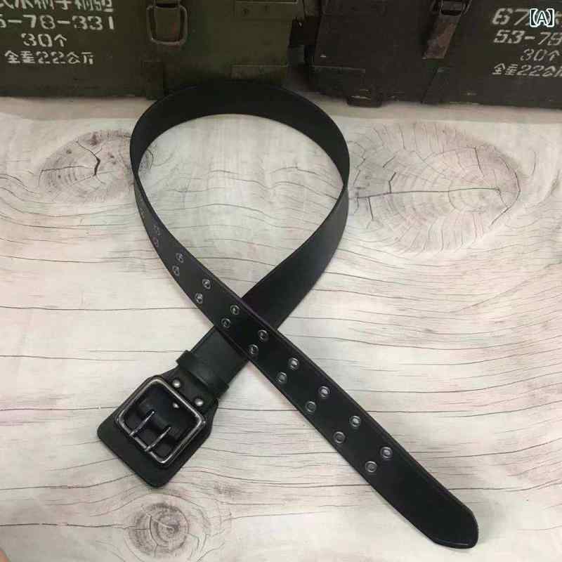 男性用 タクティカルベルト アウトドア 腰帯 多機能 牛革 特殊部隊風 二重行穴 二重バックル 銅製ヘッド 軍事スタイル 軽量 耐久性 調整可能 キャンプ ハイキング 普段使い