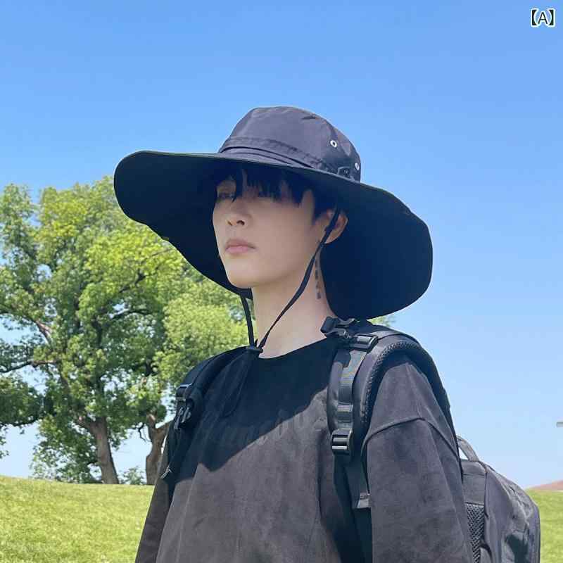 アウトドア帽子 男性用 夏 UVカット つば広 日よけ 防紫外線 大きめサイズ 登山 ハイキング 釣り キャンプ 漁夫 軽量 通気性 吸湿速乾 メッシュ素材