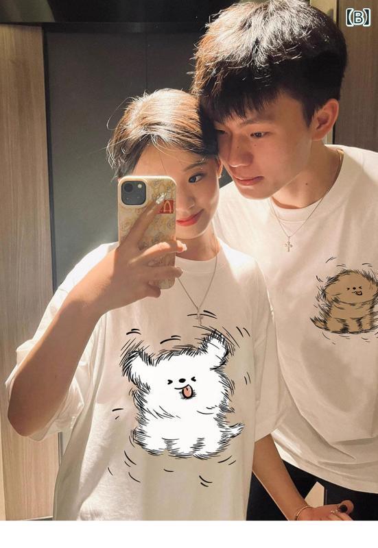 Tシャツ レディース メンズ カップル 夏 半袖 トップス 高級感 韓国 セット 吸湿速...