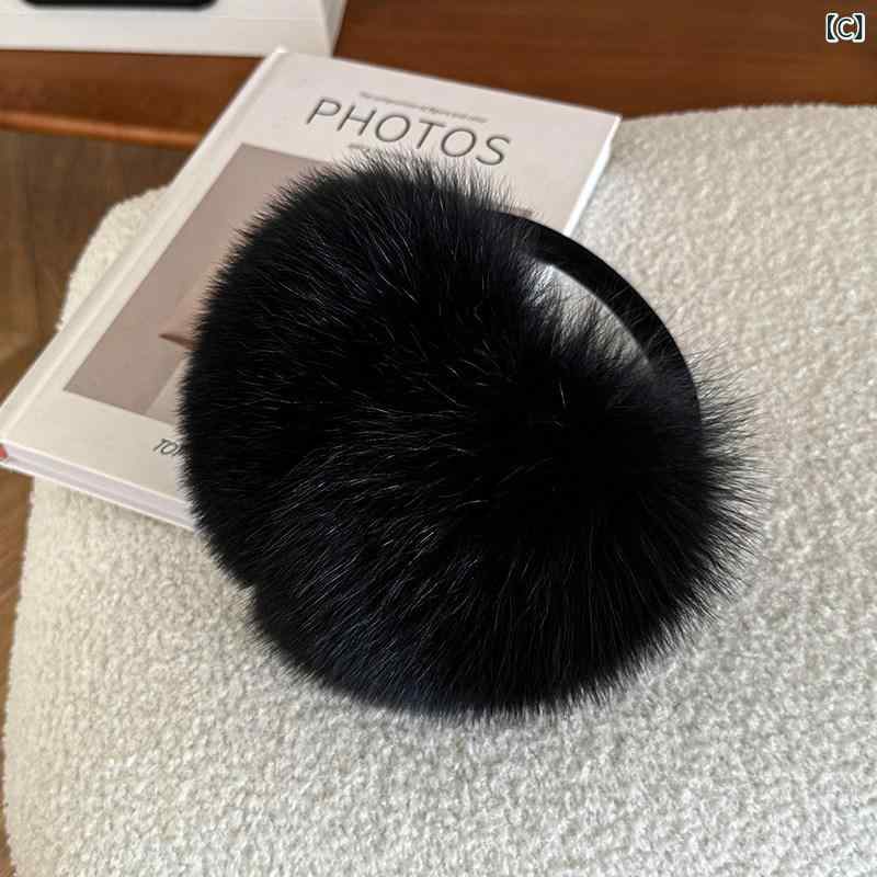 ベネフィメントショップの耳マフ 女性用 冬用 クリーム色 フェイクファー かわいい 伸縮式 韓国 単色 暖か 耳ウォーマー 保温性 フワフワ素材 日常使い 軽量｜アングル3