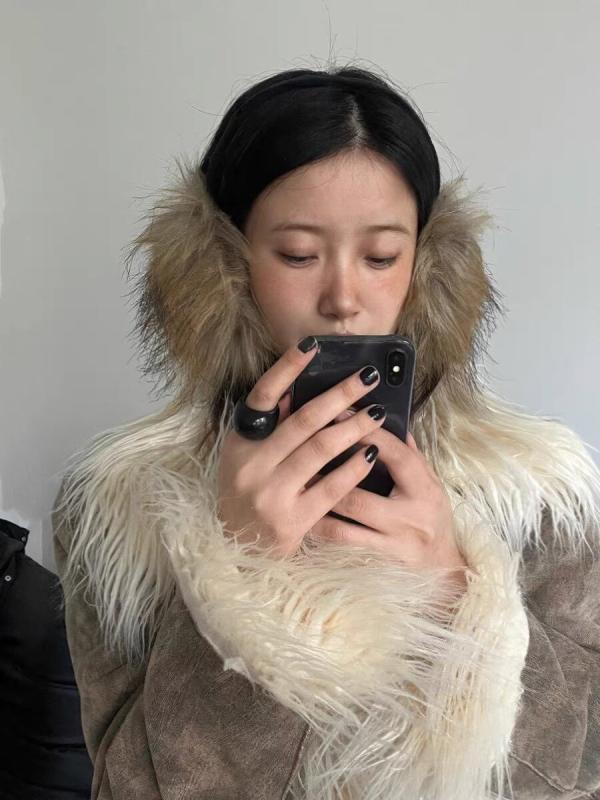 レディース イヤーマフ 冬用 フェイクファー ブラウン 大きめ かわいい 保暖 防寒 ...