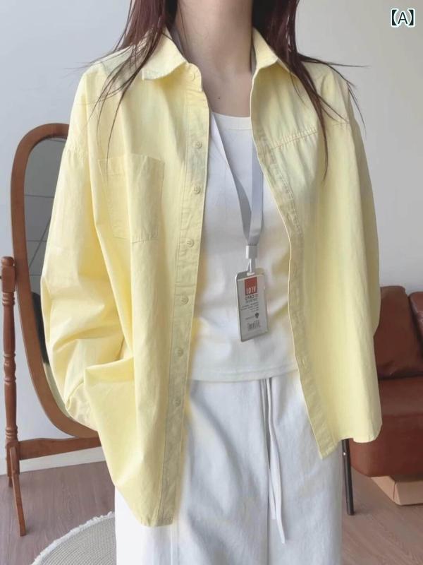 シャツ レディース 夏用 ゆったり 綿 クリームイエロー UVカット レイヤード ブラウス トップス 軽量 吸湿速乾 普段使い