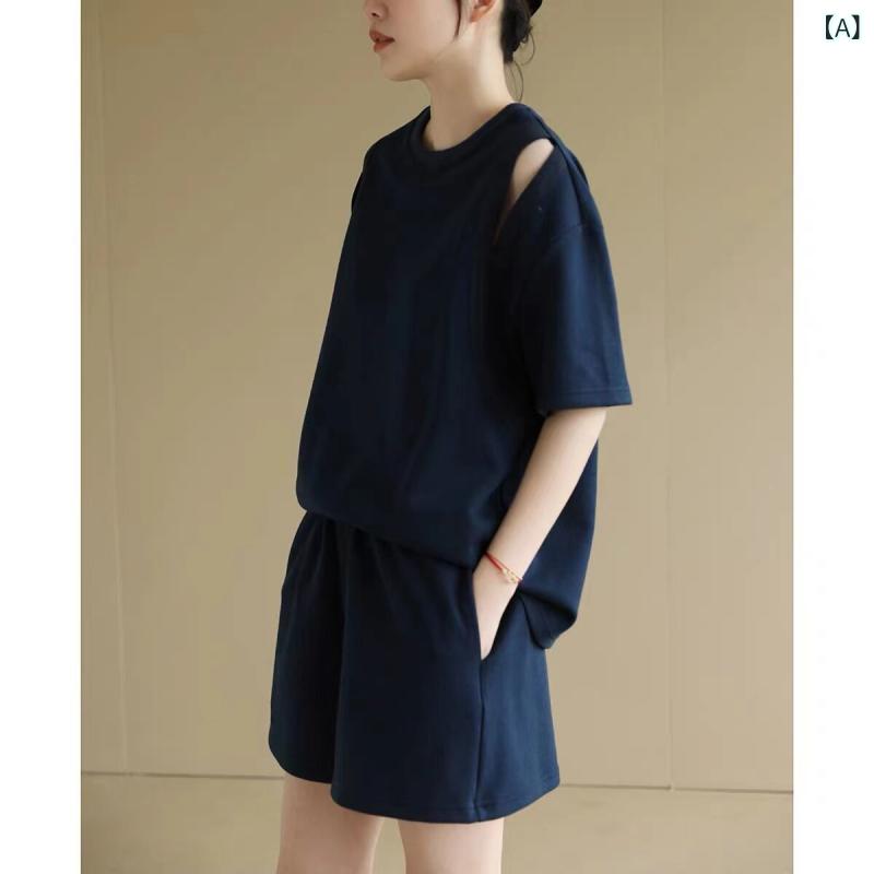 Other - ショートパンツ セット レディース 夏 ゆったり カジュアル 大きめサイズ ファッション ルーズフィット ビッグシルエット 普段使い 軽量 綿素材
