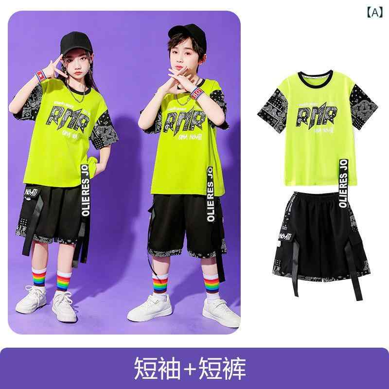 樂天商城 - キッズ ヒップホップ ダンス衣装 ストリートダンス ステージウェア 男の子用 女の子用 運動会 チアリーディング クールスタイル かっこいいデザイン パフォーマンス イベント用