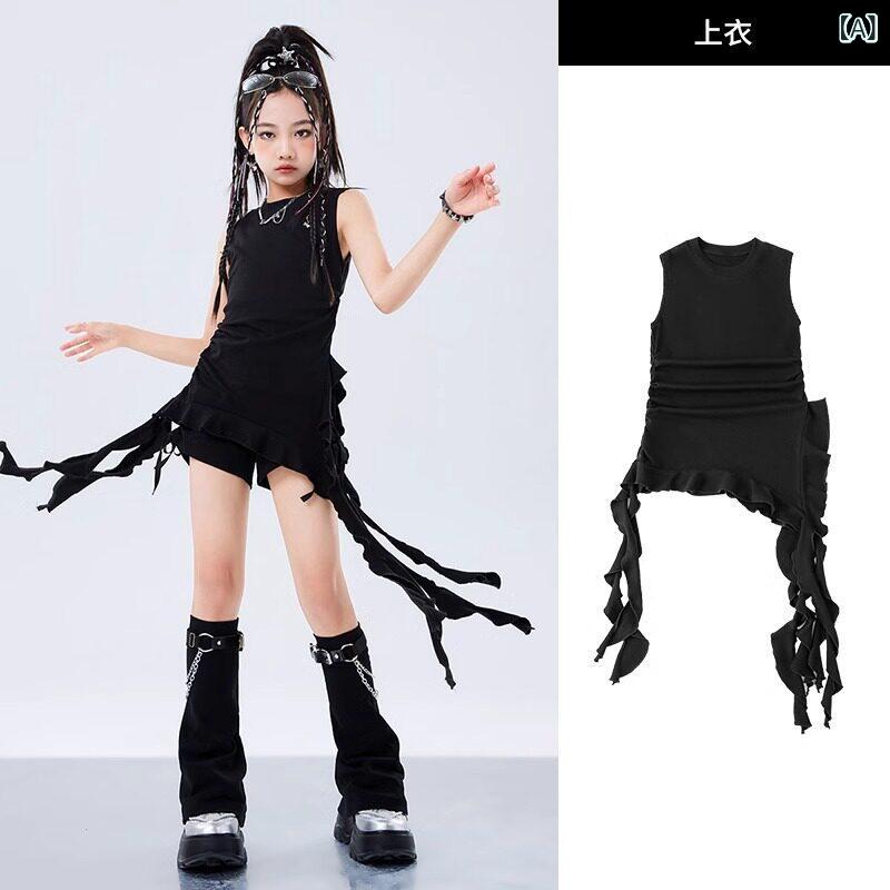 女の子用 ダンス 練習服 ヒップホップ ストリートダンス ジャズダンス パフォーマンス ステージ衣装 スタイリッシュ 伸縮性 快適 動きやすい トレーニングウェア 女児 キッズ ダンスウェア