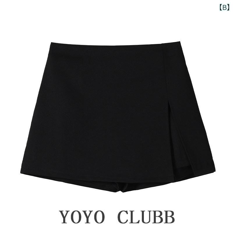 レディース ミニスカート ハイウエスト Aライン スーツ風 薄手 短丈 ぽっちゃり対応 スリム効果 春 カジュアル 普段使い 軽量 伸縮性 2