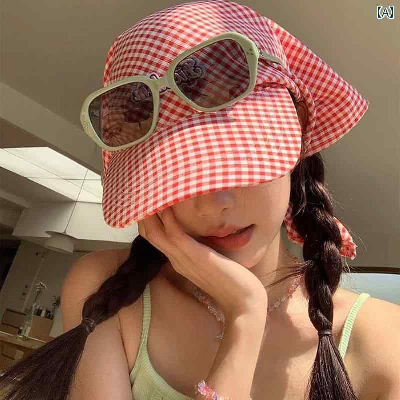 春夏 レディース チェック柄 三角 ヘッドスカーフ 帽子 日よけ 速乾 かわいい 軽量 コーディネート ビビッドカラー アウトドア 普段使い
