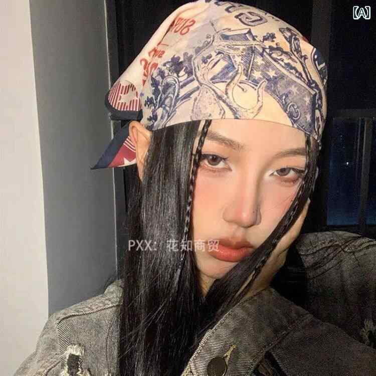 ヘッドスカーフ レディース 廃土風 アメリカン レトロ Y2K ストリート かわいい クール ガーリー ヘッドラップ アクセサリー スクエアスカーフ ヘアバンド ヘアアクセサリー ビンテージ スタイル ファッション アイテム 日常使い コーディネート