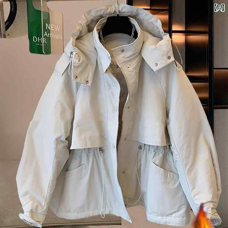 ジャケット 男女用 秋冬 フード付き 中綿入り ゆったり 大きいサイズ 高級感 綿素材 暖か アウトドア 普段使い 軽量 防風