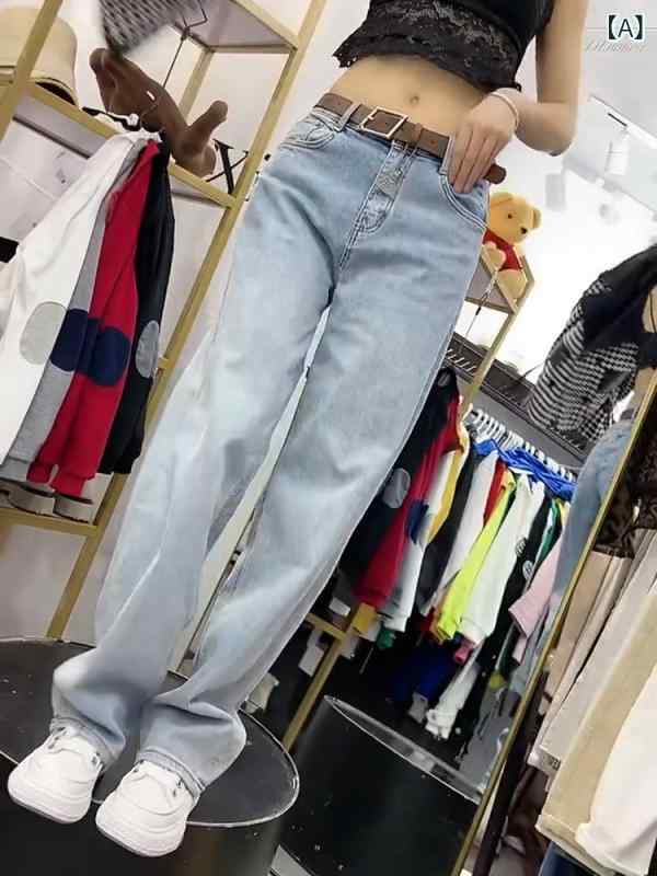 樂天商城 - レディース ハイウエスト デニムパンツ ゆったり ワイドレッグ ロングパンツ スリム効果 スタイルアップ ドレープ感 カジュアル 普段使い デニム素材 伸縮性 低身長対応