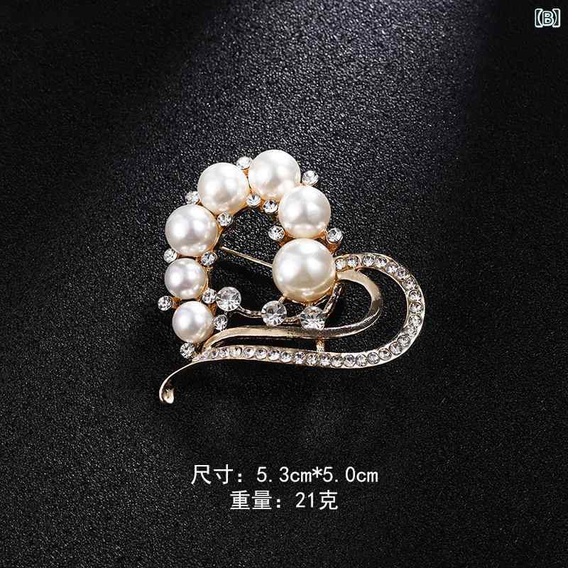 ベネフィメントショップのブローチ 女性用 パール 花モチーフ 高級感 繊細 スーツ チャイナドレス セーター 防透け 胸元 ピン アクセサリー 普段使い｜アングル2