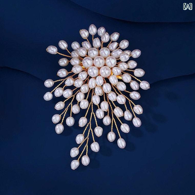 ブローチ 女性用 パール 胸花 ユニーク 個性 スーツ ジャケット アクセサリー 高級感 ピン 装飾 精巧 フォーマル ビジネス