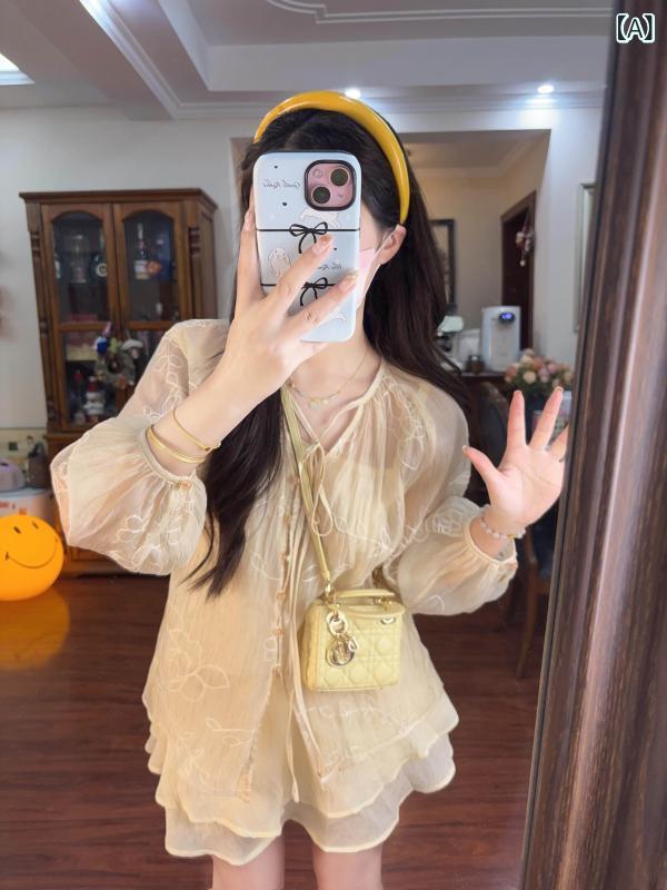 Dress Suits - レディース 夏 セットスカート スリム ボディシェイプ 小柄対応 フェミニン かわいい カラフル デザイン 軽量 伸縮性 吸湿速乾 ハイウエスト ビッグシルエット Vネック ピンク系 アイボリー ブラック 通勤用 普段使い アウトドア