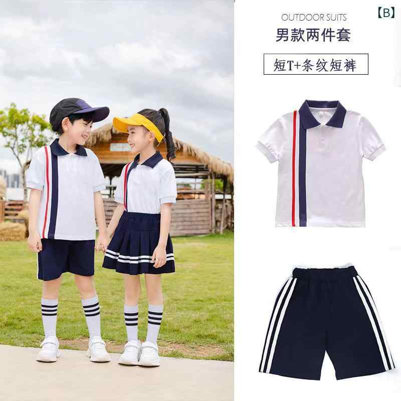 ベネフィメントショップの夏用 キッズ ゴルフウェア 男の子 女の子 短袖 トップス 短パン 短スカート スポーツ セット 吸湿速乾 軽量 伸縮性 通気性｜アングル2