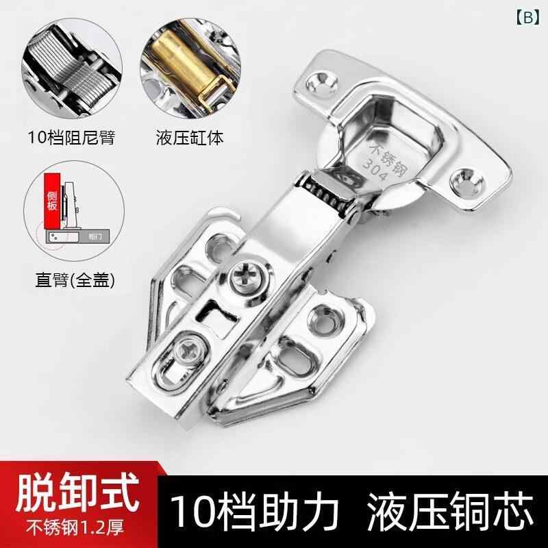 ベネフィメントショップの蝶番 ステンレス製 緩衝 油圧 ダンパー キャビネット ドア 用 ワードローブ キッチン 収納 家具 静音 スムーズ クローズ 耐久性 簡単 取り付け 固定 タイプ｜アングル2