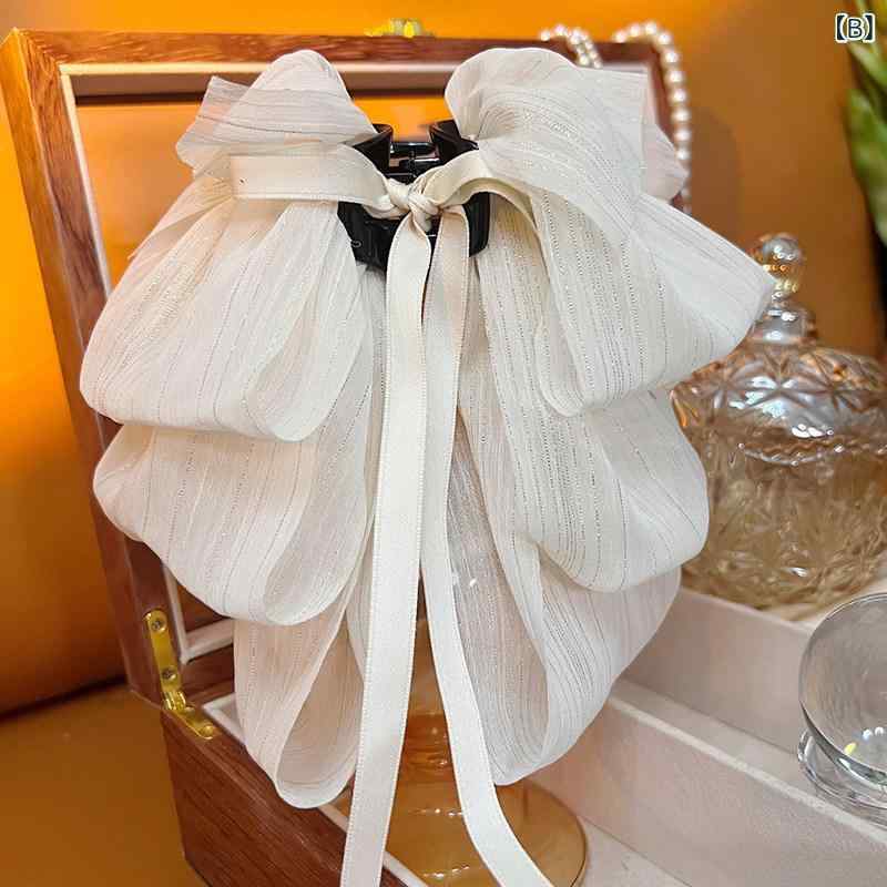 ヘアクリップ 女性用 蝶結び リボン 優しい 髪量少対応 後頭部 掴み型 ヘアアクセ...