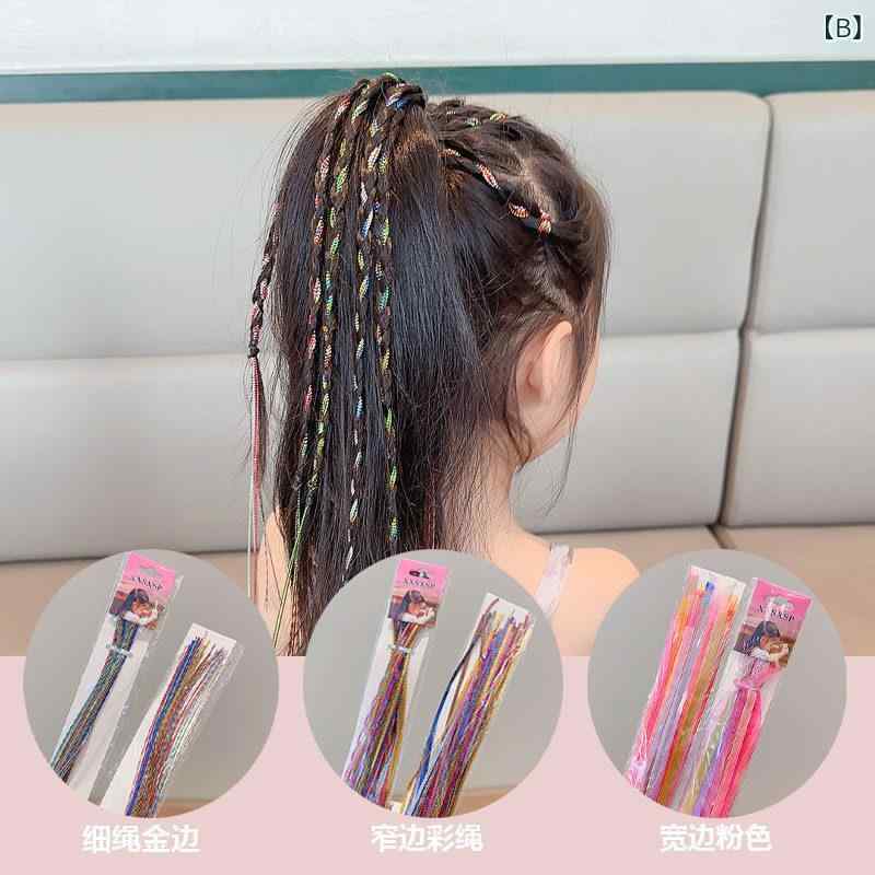 ヘアアクセサリー 女の子用 カラーリボン 編み込み 三つ編み ドレッド風 ストリー...