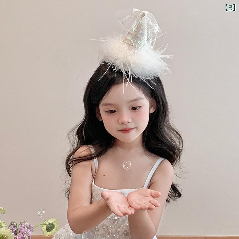 ヘアアクセサリー 子供 女の子 プリンセス風 立体 羽毛 ヘアクリップ 誕生日 帽子 ...