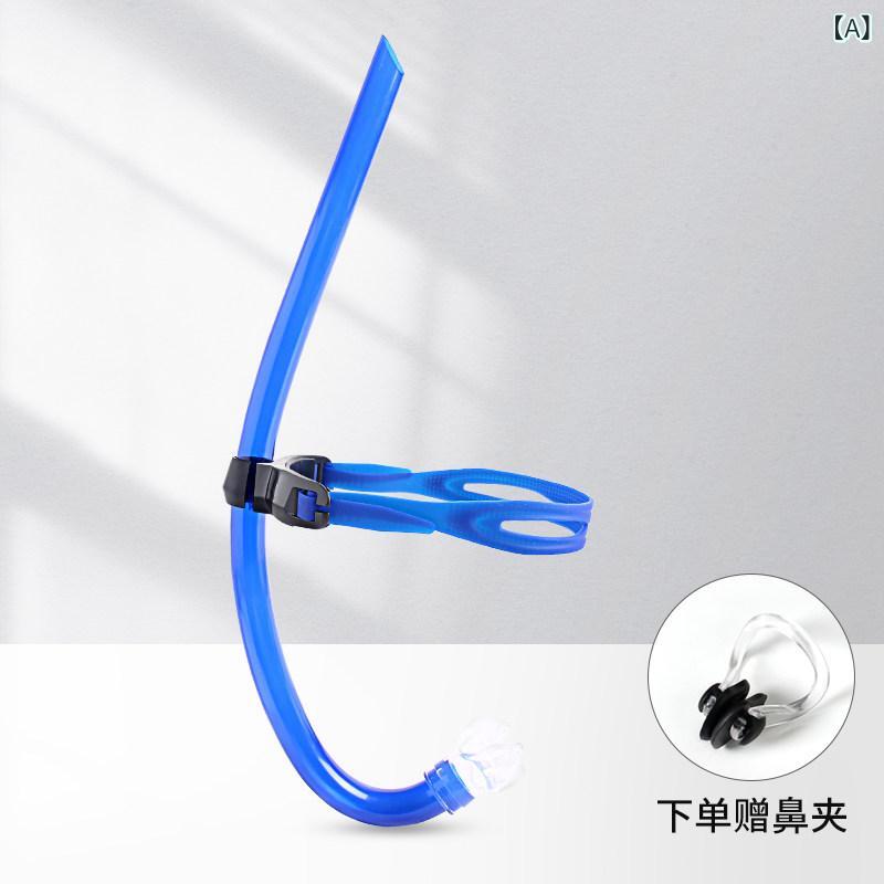 Snorkel - スノーケル 水泳トレーニング用 前置型 大人子供共用 プロ潜水装備 水下換気ツール 軽量 伸縮性 吸湿速乾 水中呼吸補助 夏用 初心者向け ダイビングアクセサリー